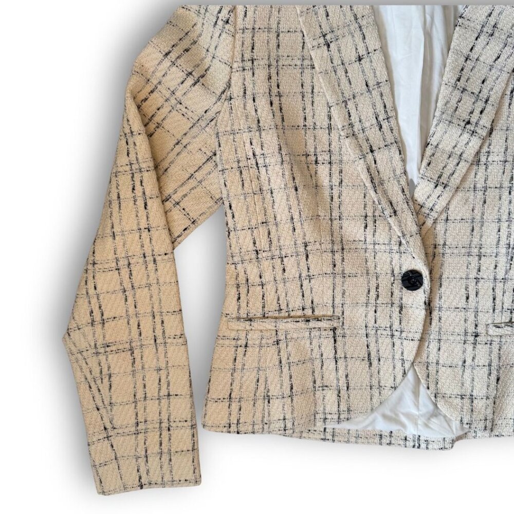NWOT Amanda & Chelsea Single Button Boucle Blazer Jacket  in Natural Size Small - Picture 3 of 5
